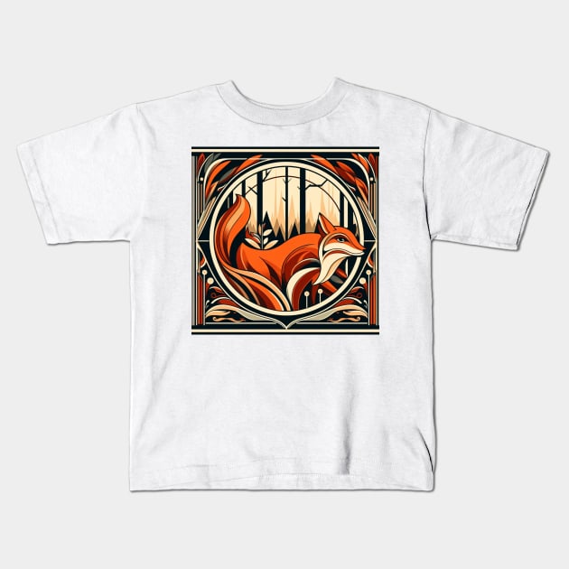 Red fox in the Forest Kids T-Shirt by scollins5